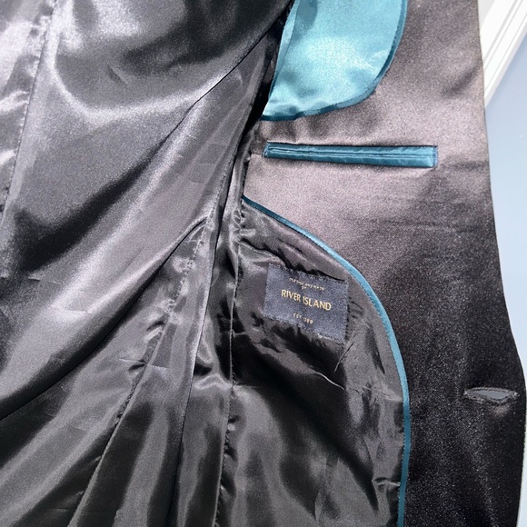 River Island Blazer With Snake Skin In Black - Picture 4 of 6